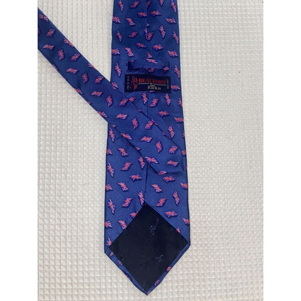 Beaufort Silk Tie Union Jack Pattern‎ AOP Tie Rack Blue Mad In Italy